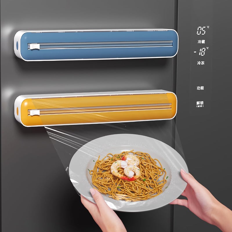 Sonile Multi-Functional Cutter | for 12-Inch Wide, 100-Foot Long Plastic Wrap (Up to 1.65-Inch Diameter), Aluminum Foil, Parchment Paper | Easy to Use | 4 Colors | Magnetic, Suction Modes (Yellow) - Image 3